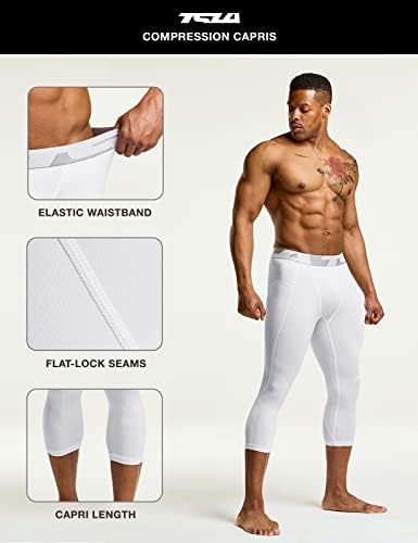 TSLA muške 3/4 hlače za kompresiju, trčanje za vježbanje, hladne suhe atletske gamaše, bazni sloj joge teretane