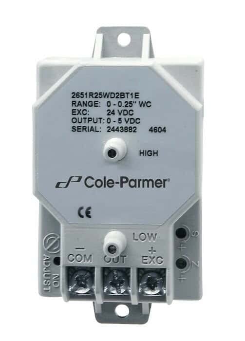 Cole-Parmer vrlo-niski diferencijalni tlačni odašiljač, 2,5 wc, 4-20mA