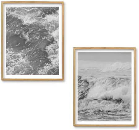 Inc Inc. Crno -bijela plaža Otisci oceana Fotografije Dekor | Zidna umjetnost na plaži | Oceanski plakati | Set od 6 8 x10 neradano