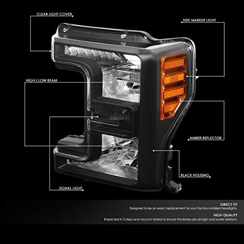 Zamjena tvorničke svjetla DNA MOTORING HL-OH-FSD17-BK-AM Black Amber za 17-19 F250 F350 F450 F550 SD