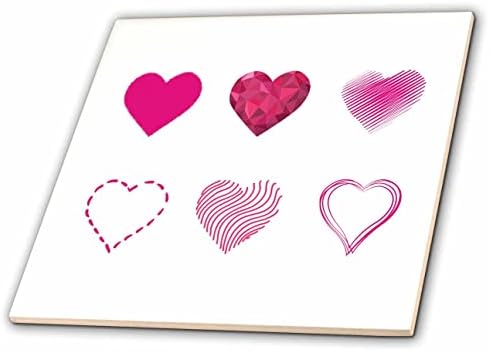 Trodimenzionalna slika šest jedinstvenih srca u nizu ružičastih i crvenih pločica
