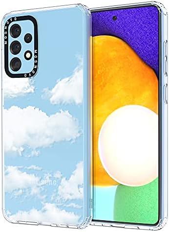 Mosovo Galaxy A52 futrola, slatki bijeli uzorak oblaka prozirni dizajn prozirna plastična futrola s tvrdim leđima s poklopcem za zaštitni