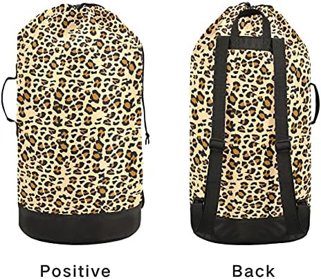 Leopard životinjska torba za rublje, ruksak za rublje za teške uvjete s naramenicama i ručkama, putna torba za rublje s kopčom za vezanje,