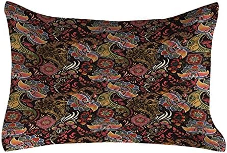 Ambasonne Jacobean prekriveni jastuk, vintage jumble u toplim tonovima cvjetni motivi vrtna umjetnost, standardni pokrov jastuka za