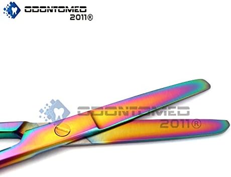ODONTOMED2011® Multi Titanium Color Rainbow Operation Scissor Blunt/Blunt 5,5 Ravni nehrđajući čelik Rainbow Color Scissor ODM