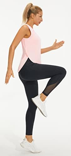 Ledena svilena vježba vrhova spremnika za žene hladno osušene bez rukava labave fit joge košulje dugi atletski vrhovi za žene