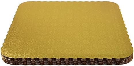 O'Creme Gold -Top Skaloped kvadratna ploča za tortu debljine 3/32 inča, 8 inča x 8 inča - pakiranje 10