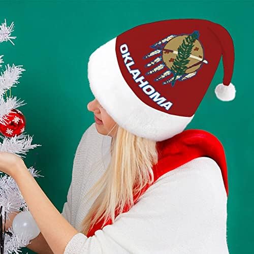 Božićni šešir sa zastavom Oklahoma Uniseks šešir za odrasle Djeda Božićnjaka udobna klasična božićna kapa za božićnu zabavu
