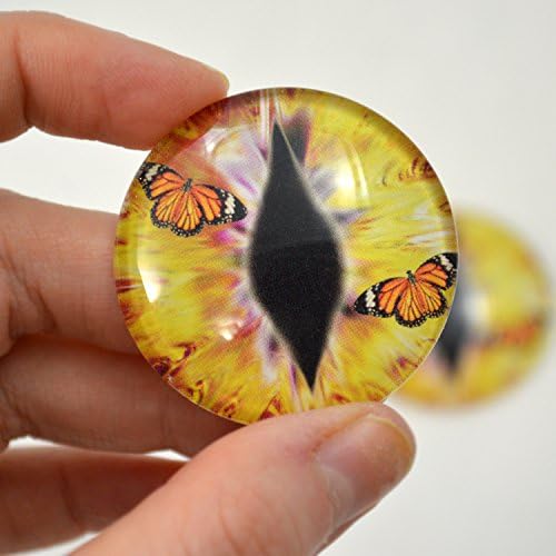 40 mm žute zmajeve staklene oči u paru s narančastim monarhima leptiri za izradu kabohona za art lutke Taxidermy ili izradu nakita