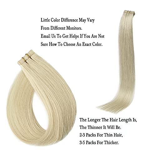 Nevidljiva bešavna kožna patka, korijenska traka za produženje ljudske kose, ljepljiva traka prirodna svila ravno 60 platinasta plavuša