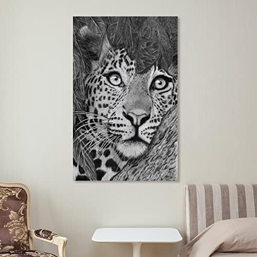 MLXFCGA leopard životinja crno-bijeli plakat na platnu na drvetu Slikanje plakata i otisaka zidne umjetničke slike za dekor spavaće