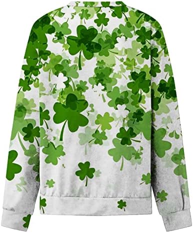 Yijiekai St Patricks Dan Košulja žena bez kapuljača Okrugli vrat dukvica sretni list dugih rukava casual hoodie