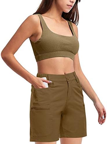 MGBD žene vanjske ležerne vruće hlače visoki struk kratke hlače planinarenje golf bermuda s džepovima ljetne kratke hlače labave fit
