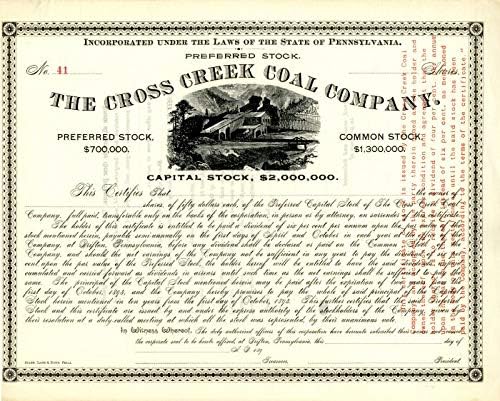 Cross Creek Coal Co. - Potvrda o skladištu