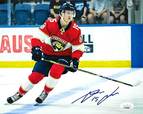 Anton Lundell potpisao je Florida Panthers 8x10 Fotografija Autografirana 7 JSA - Autografirane NHL fotografije