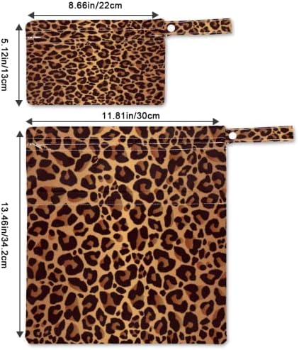 Leopard Cheetah Skin Print 2pcs vodootporna suha vrećica za višekratnu upotrebu za pranje pelena za bebe s dva džepa s patentnim zatvaračima