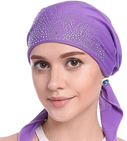 Aledle Crystal Chemo Hat napet zavezana glava ženska rastezljiva beana bandana turban kapica