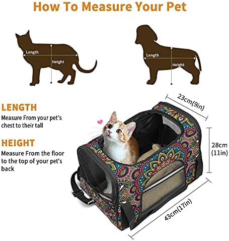 Boho torba za nošenje kućnih ljubimaca s uzorkom mandale mali pas mačka štenci prijenosna putna torba s mekim stranama