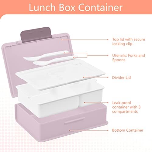 Alaza Lovely Dog Paw Print ružičasta kutija za ručak BENTO BPA bez propuštanja kontejnera za ručak s vilicom i žlicom, 1 komad