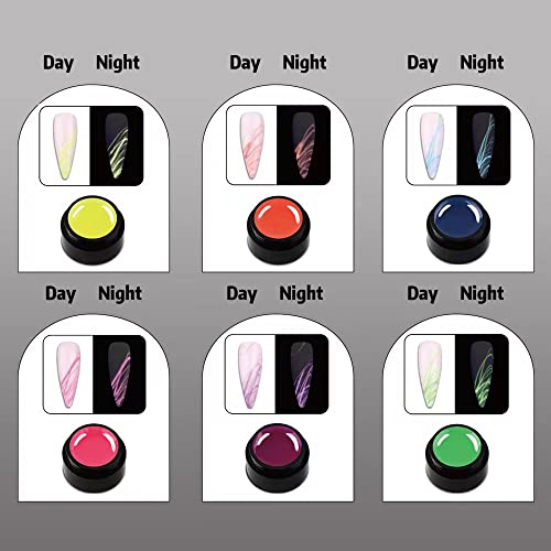 Xinllan 6 boja Svjetlosni pauk gel, slikanje elastičnog crtežnog paukovog gel, utapajte UV LED gel lak, sjaj u tamnom gel za nokte