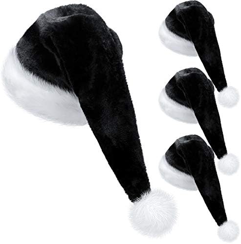 4 kom božićni crni šešir Djeda Božićnjaka Božićni baršunasti šešir Djeda Božićnjaka za dječake i djevojčice Božićna zabava