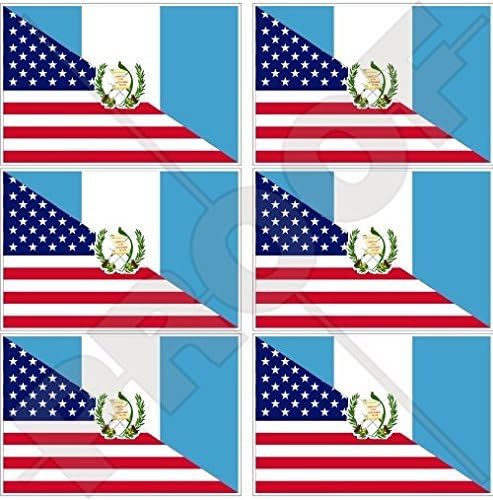 USA Sjedinjene Države Amerike i Gvatemala, američka-guatemalanska zastava 40 mm Mobilni mobitel vinil mini naljepnice, naljepnice x6