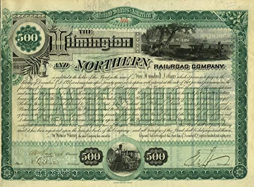 Obveznica od 500 dolara u Vilmingtonu i Sjevernoj željezničkoj tvrtki
