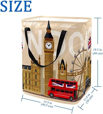 Retro London UK ispis britanskih zastava i simbola sklopiva košara za rublje, 60L vodootporne košare za rublje, košara za pranje odjeće,