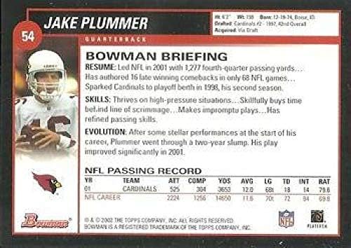 2002. Bowman nogomet 54 Jake Plummer Phoenix Cardinals Službeni NFL trgovačka kartica od TOPPS Company