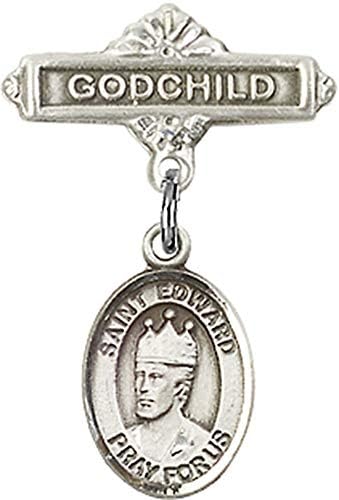 Edvarda Ispovjednika i pribadača za kumče / dječja značka od srebra s amajlijom ispovjednika i pribadačom za kumče - proizvedeno u