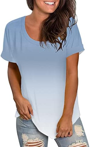 Ženska svemirska majica Jednostavna modna višebojna gradijentna majica kratkih rukava s kratkim rukavima koja veže tutu majica dugih
