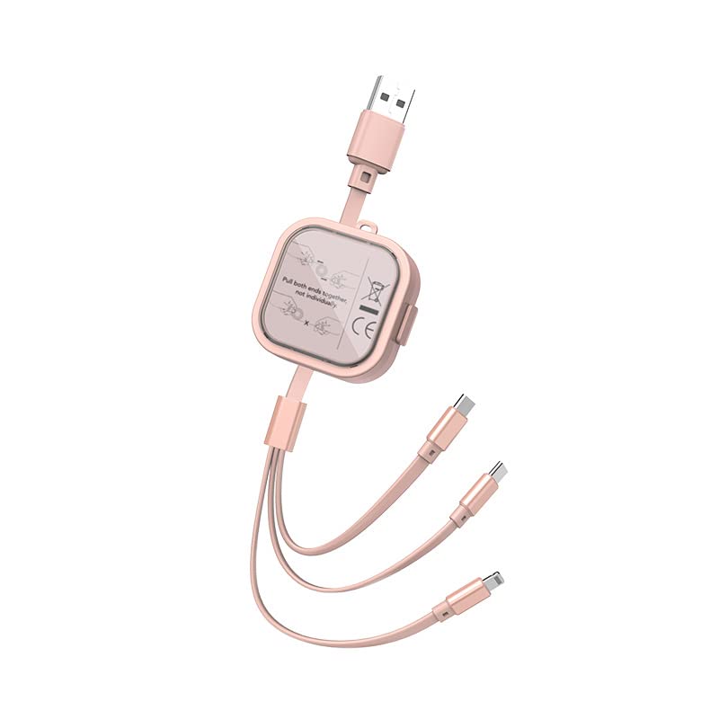 Luxieo kabel za više punjenja 3 u 1 uvlačivi kabel za brzi punjač višestruki kabel za punjenje USB kabel adapter s tipkom C/Micro USB