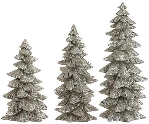 Set od 3 srebrno blistala božićna drvca- visoka 6,25 inča do 9,5 inča