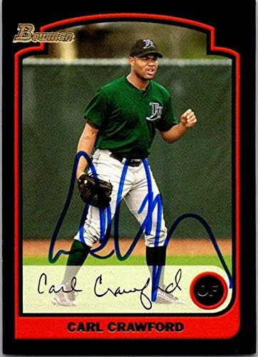 Skladište autografa 651588 Carl Crawford Autographd Baseball Card - Tampa Bay Rays, FT 2003 Bowman - No.25