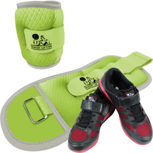 Utezi za zglobove od gležnja 3 lb - zeleni snop s cipelama Venja Veličina 10 - Crno crvena