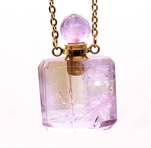 Wkqifeil srebrna pozlaćena prirodna ametista parfem boca ženska parfemska difuzijska boca prijenosni kristalni privjesak