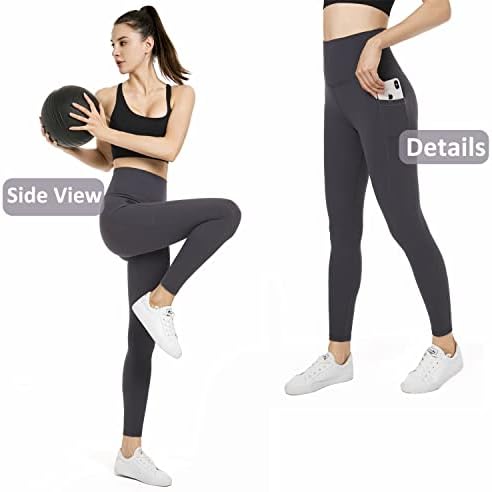 IERISF visoki struk s džepovima za žene za upravljanje trbuhom trening guza dizanje crnih joga hlača
