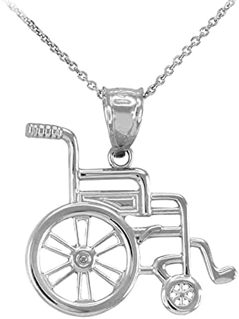 Sterling Silver Hendikep invalidnost Ogrlica za invalidska kolica - Privjesak/Ogrlica Opcija: Privjesak s 18 lancem