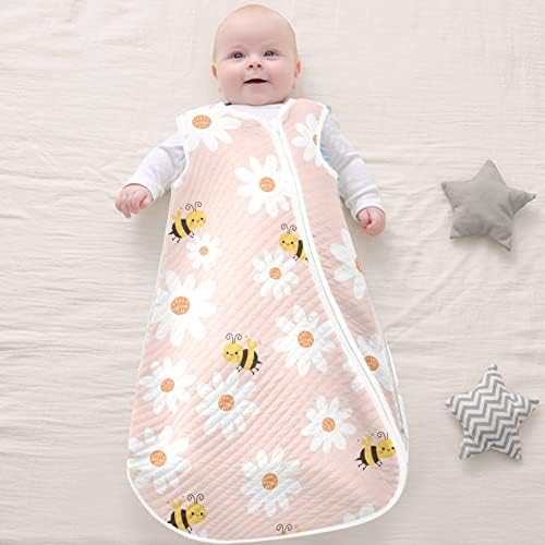 Mnsruu dječja vreća za spavanje cvijet i pčela ružičasta dječja vreća za spavanje bebe nosiva pokrivač za spavanje za bebe 12-24 mjeseci