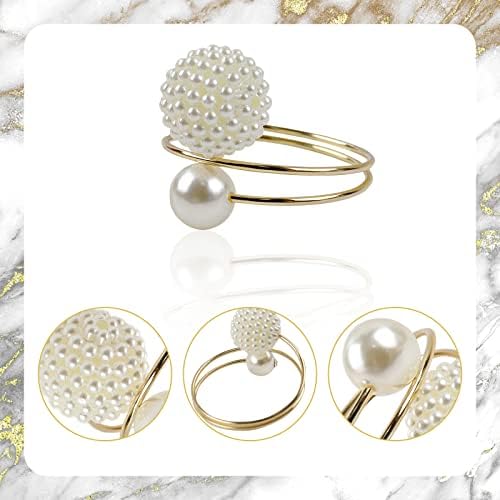 Lonmtos Pearls Sferni prsten za salvete za zabavu, odmor, ukras vjenčanja