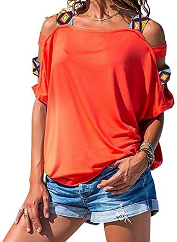 Žene hladne vrhove ramena - ženske ljetne majice s kratkim rukavima tunika Strappy hladni ramenici 2022