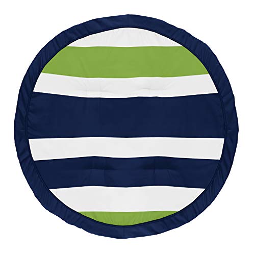 Sweet JoJo dizajnira Stripe Boy Baby Playmat Tummy Time Impal Play Mat - mornarsko plava, lime zelena i bijela