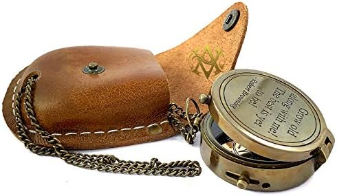 Antikne vibracije mesinganski nautički kompas s kožnim futrolom, rođendanski poklon, pokloni za krštenje, za mornara, planinarenje,