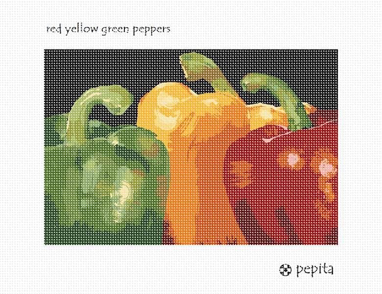 PIPITA IGLEPOINT CANVAS: crveno žuta zelena paprika, 10 x 7