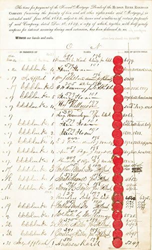 Sam Sloane potpisao je popis vlasnika obveznica željezničke pruge Hudson River i potpise