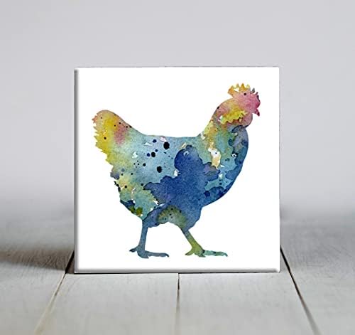 Plava apstraktna piletina akvarel umjetnost Dekorativne pločice
