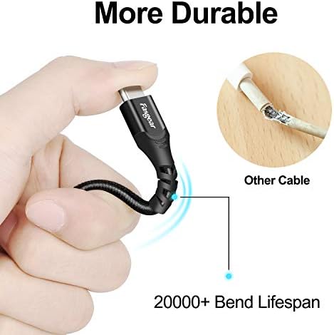 Fasgear kabel USB tipa C, 10ft najlonski pleteni USB A do USB-C kabel za brzo punjenje kompatibilan za Galaxy S20+ S10 S9 S8 A90 A71