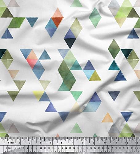 Bijela pamučna Pletena tkanina U obliku trokuta, Geometrijski otisak širine 58 inča