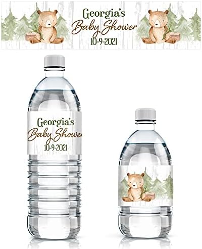 Prepoznatljive značajke personalizirane naljepnice za boce za vodu za tuširanje sa slikom šumskog medvjeda-prilagodljivi Vodootporni