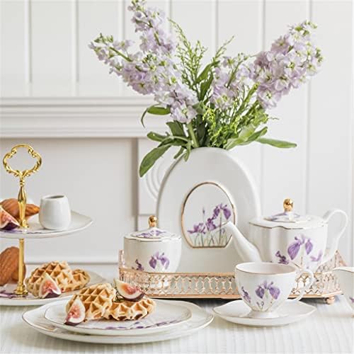 Zlxdp ljubičasta iris čajnik s mlijekom posuda za šećer za čaj za večeru vaza čaj za čaj od čajnog tanjura čaj set pokloni darovi